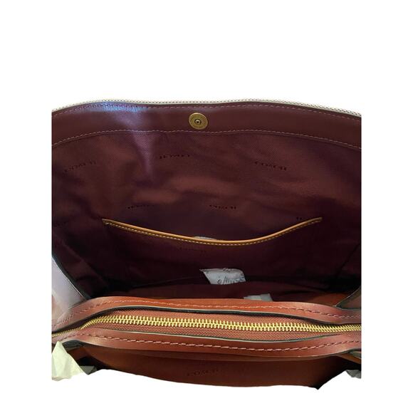 Coach Jacquard Dalton 31 Shoulder Bag Handbag Purse Coach Badge Brass/Wine Multi - Picture 12 of 13